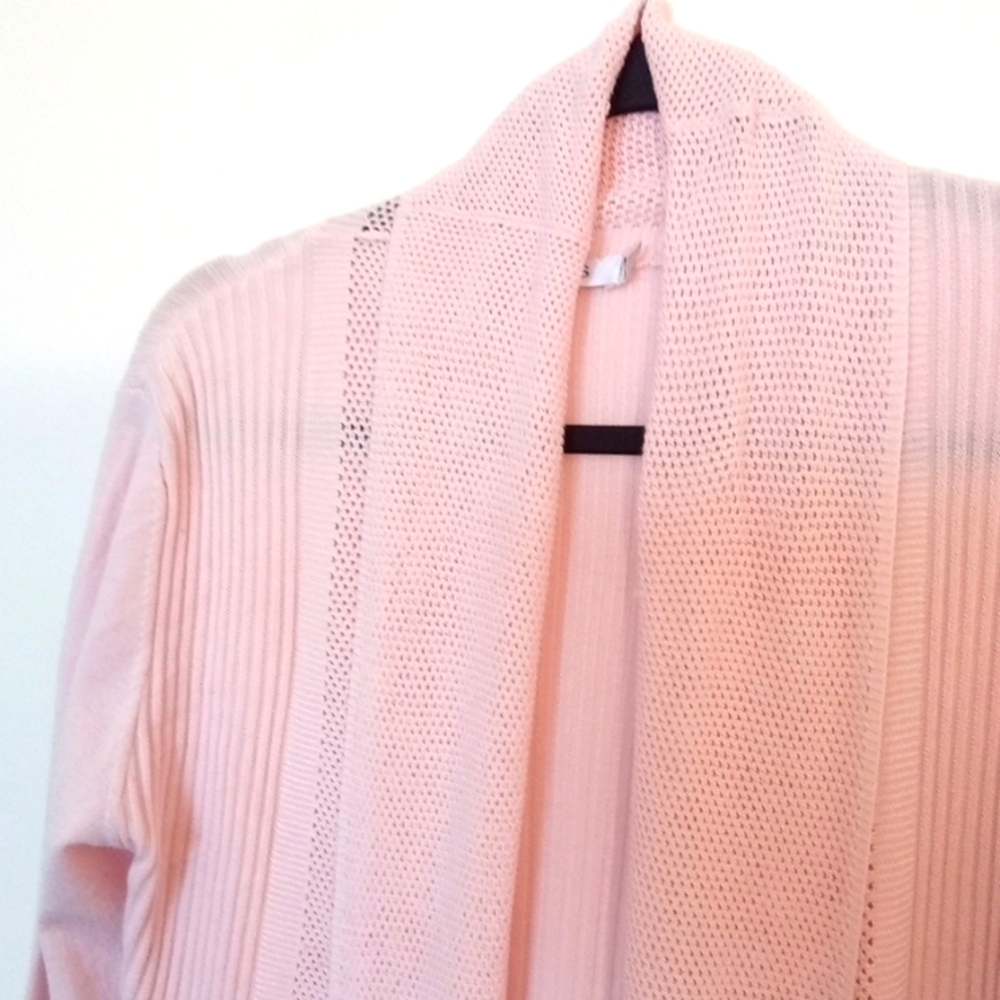 Ricki's Women's Pink Ribbed Waterfall Draped Open Front Cardigan XS